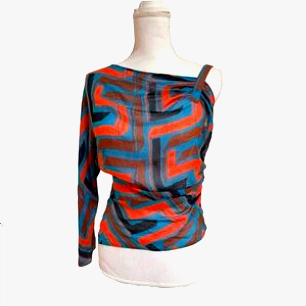 Gianni Versace Runway Off The Shoulder Silk Top